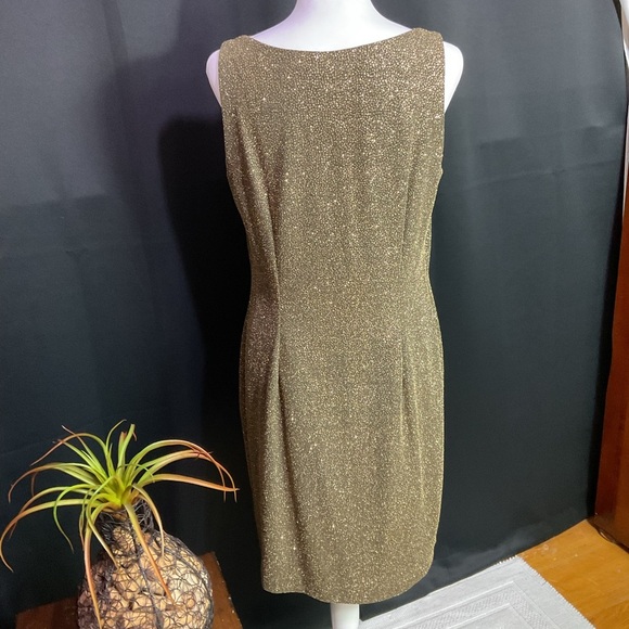 Donna Ricco Vintage  ( 90’s ) Gold Cowl Neck Sheath Dress - Picture 6 of 12